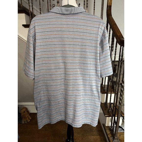 Peter Millar Polo Golf Shirt Mens Gray Stripe Short Sleeve Sz L - Picture 2 of 9